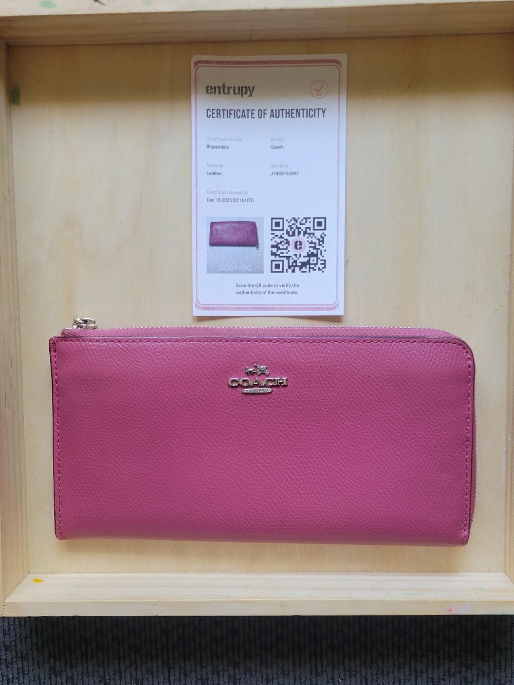 Coach Pink Zip-Around Leather Wallet